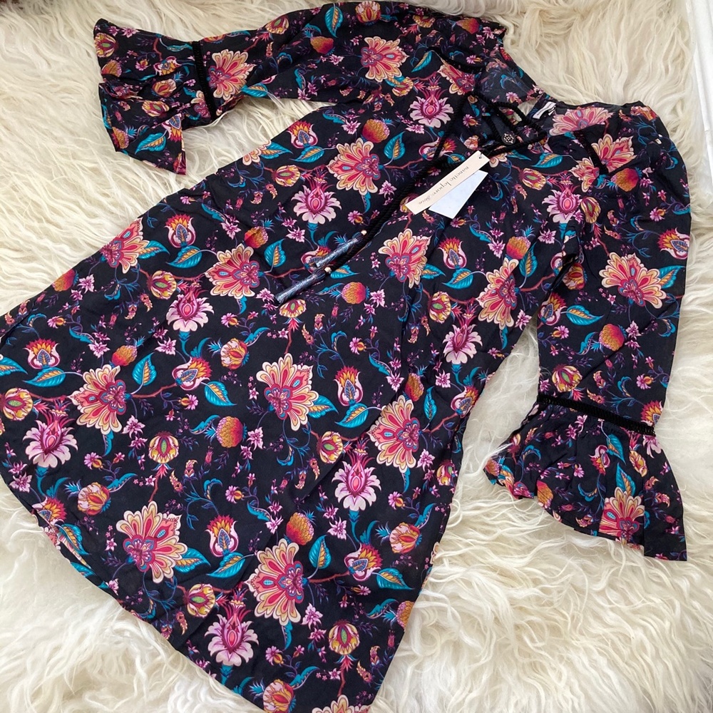 Nanette Lepore Black Floral Tatum Tunic - Picture 3 of 16